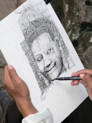 Künstler am Bayon-Tempel