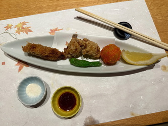 Dinner-Menu im Oishiya-Ryokan - Auster und Kugelfisch
