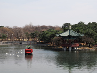 Teich und Pagode vor dem Museum